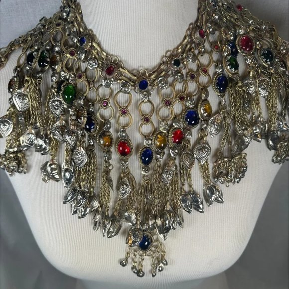 Afghan Tribal Massive Choker Necklace, Ethnic Kuchi Choker Necklace, - Picture 1 of 6